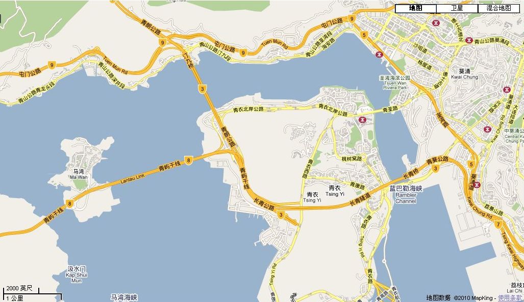 马湾的位置  大屿山与青衣中间的小岛,青马大桥从头上跨过,荃湾西有图片